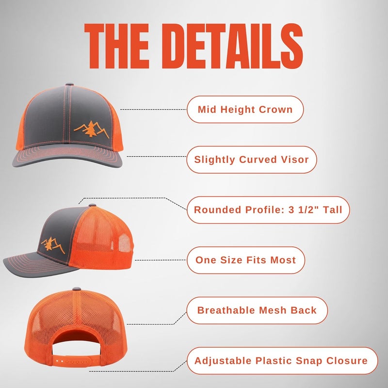 Lindo Trucker Hat [ Great Outdoors Design ] for Men and Women: Mid Profile Cap with Breathable Mesh Back and Adjustable Snap - Image 4